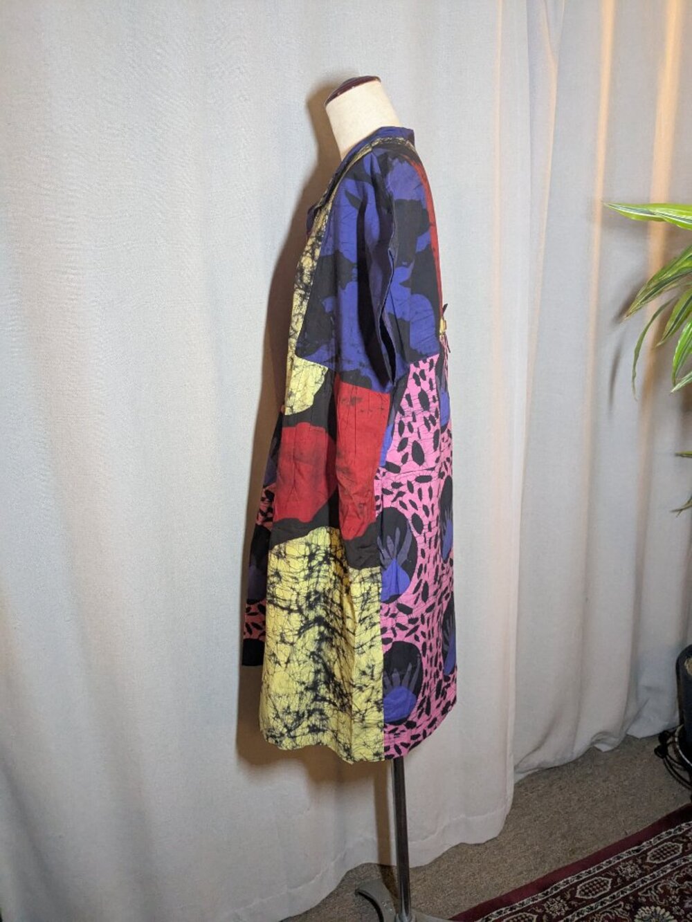 Osei Duro Bata Dress Hocus Pocus Purple Yellow Button Down Small - Picture 6 of 13